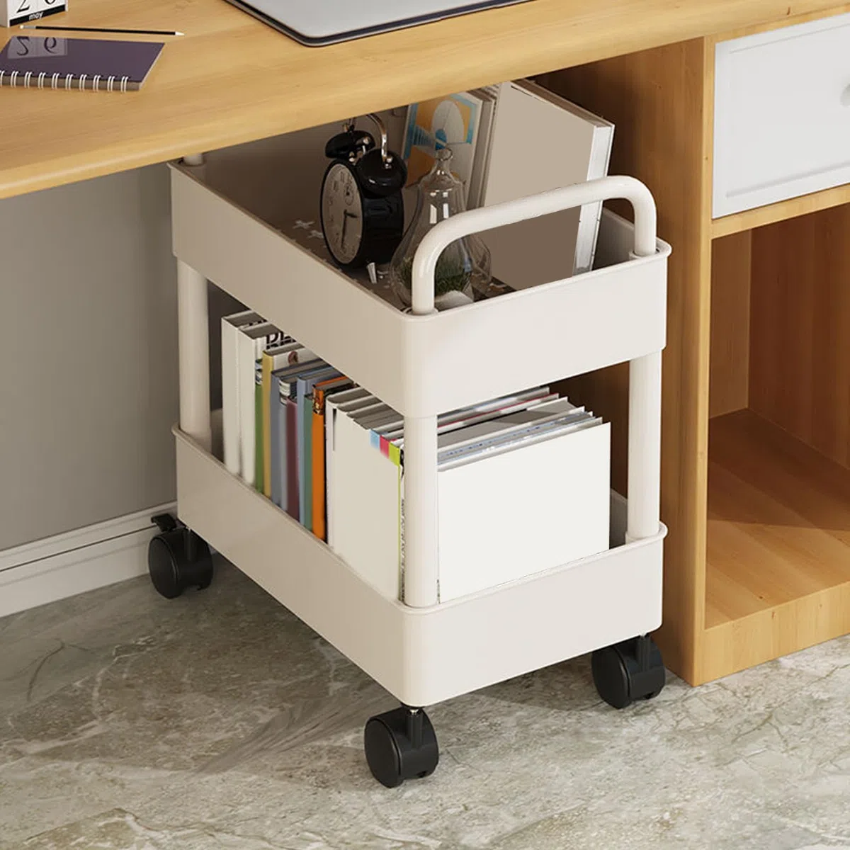 Carrito de estantería móvil - Estantería móvil con Ruedas | Estantería Multifuncional de Almacenamiento móvil para Dormitorio, Sala de e, hogar, Escuela