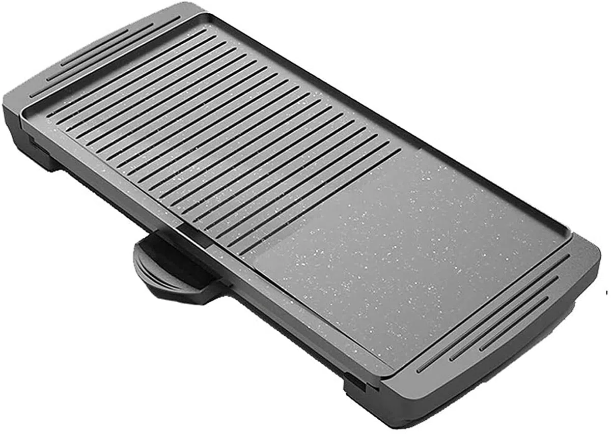 Parrilla Eléctrica Plancha de Asar Sartén eléctrica para parrilla, parrilla de mesa 2 en 1, parrillas de contacto para barbacoa para interiores Parrilla sin humo para interiores, superficies de coc