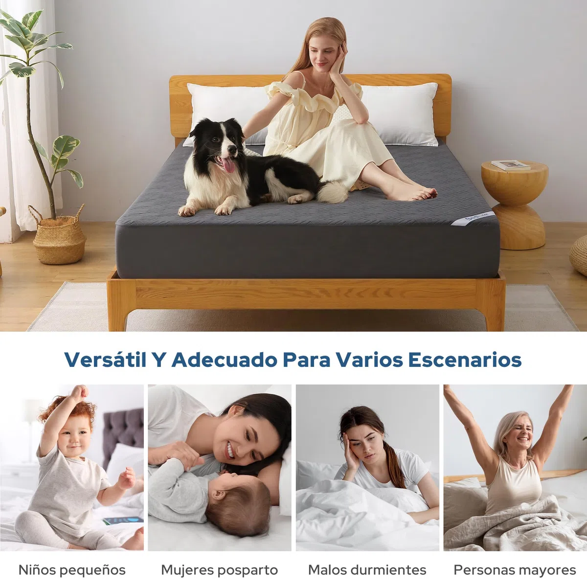 BEDLORE Protector de Colchon Impermeable 90x200x30 cm, Funda de Colchon Ajustable Silencioso, Cubre Colchon Liso para Familia