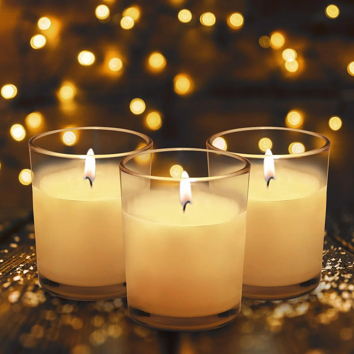 Belle Vous Velas en Vaso de Cristal - 24x Velas Decorativas sin Aroma - Duran 12 Horas - Portavelas Cristal Transparente para Bodas SPA Hogar Eventos
