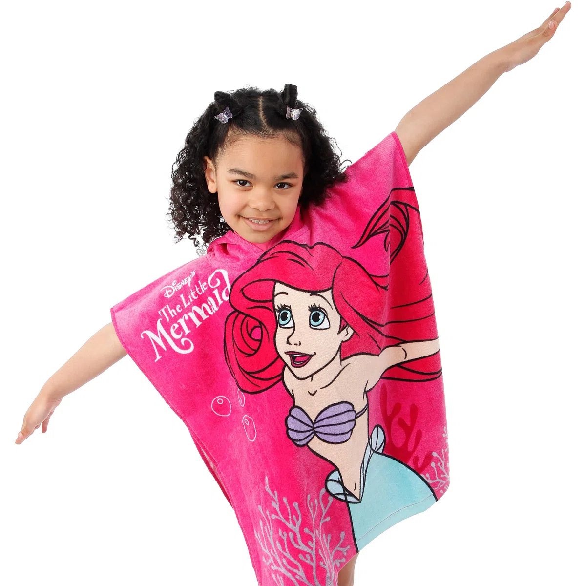 Disney Poncho Toalla The Little Mermaid | Toalla Poncho con Capucha La Sirenita | Talla Unica Rosa