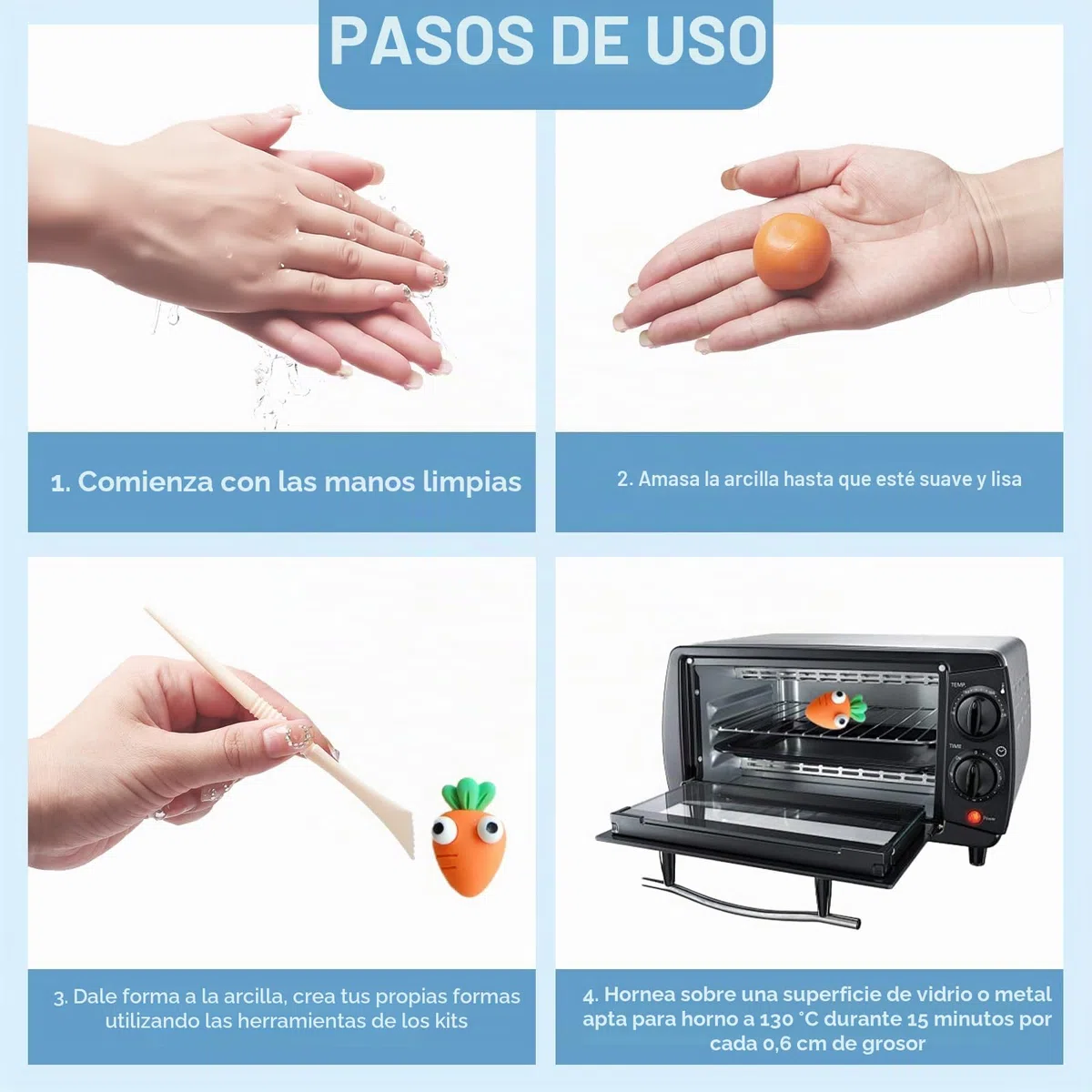 Arcilla Polimérica, Kit de Arcilla de 60 Colores, Masa Artesanal Polimérica, Polimérica Modelado de Material, Pasta de Colores Apta para Bricolaje