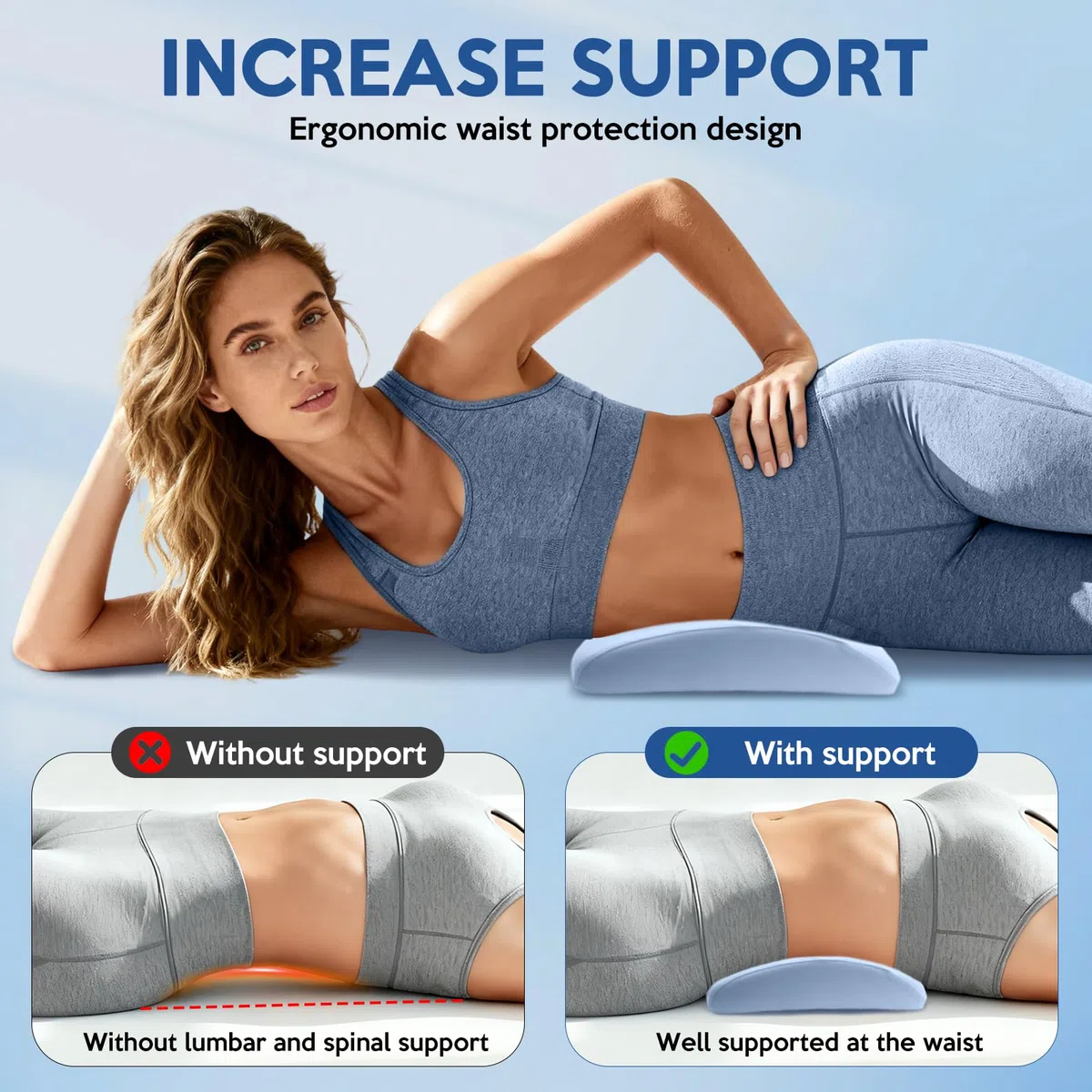 Almohada de Apoyo Lumbar para Dormir, Almohada Lumbar de Espuma viscoelástica, Cojin Lumbar para Cama y Silla, Almohada Lumbar Ergonómico, Apoyo Ortopédico para la Cintura la Espalda