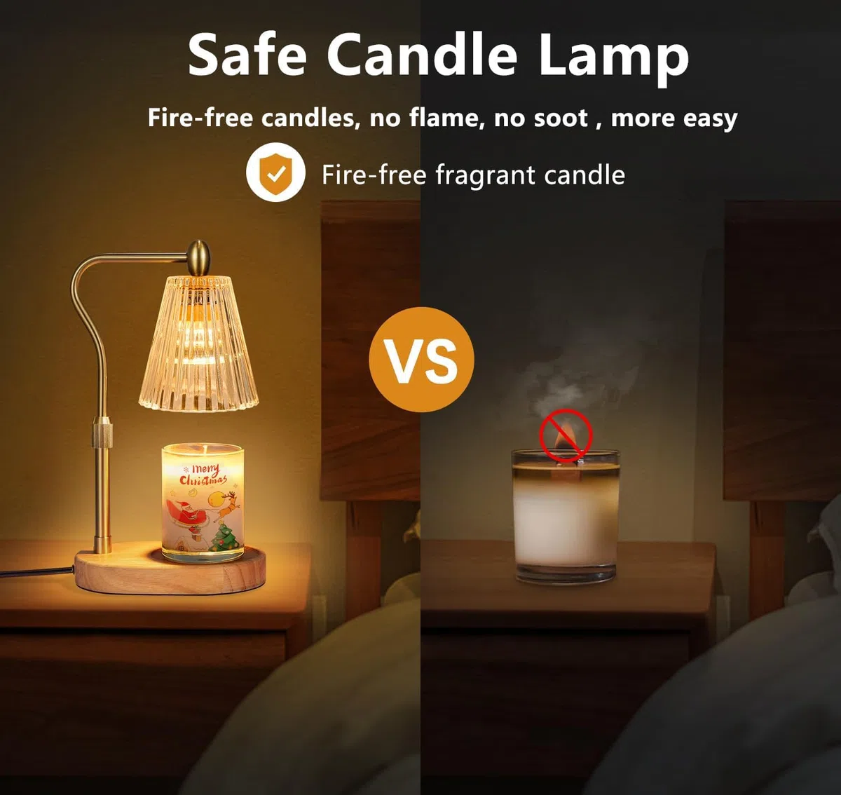 Loowoko Calentador de Velas, lámpara cálida con Temporizador y regulador de Intensidad, Altura Ajustable, con 2 Bombillas, para Velas perfumadas en Cristal, decoración
