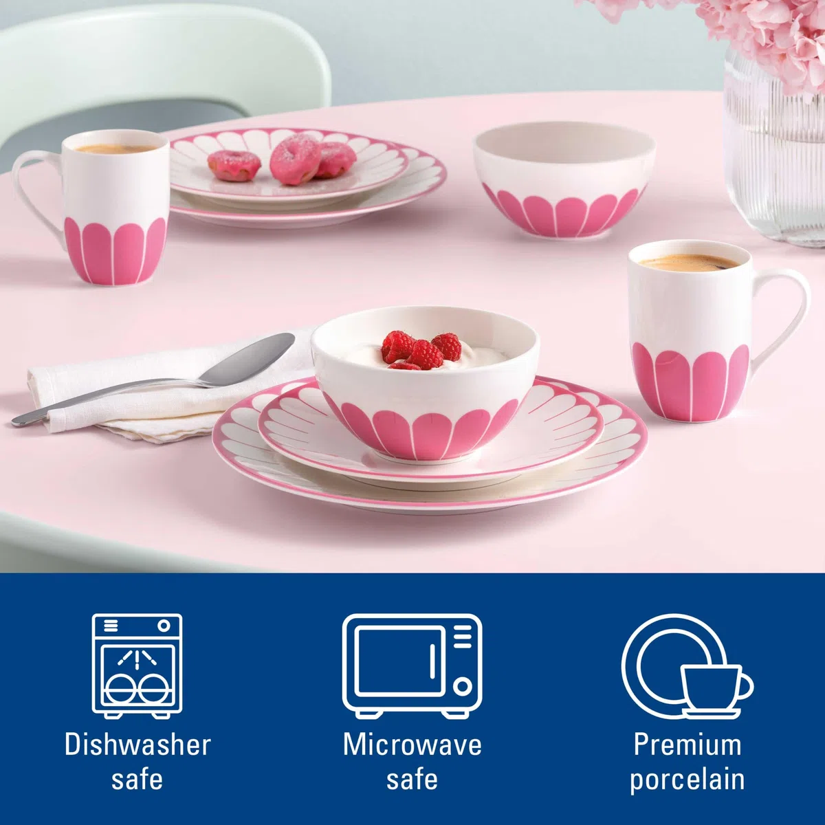 Villeroy & Boch - Fleur cassis plato rosa de desayuno, apto para lavavajillas y microondas, plato pequeño para postres desayunos, meriendas o tartas, porcelana Premium