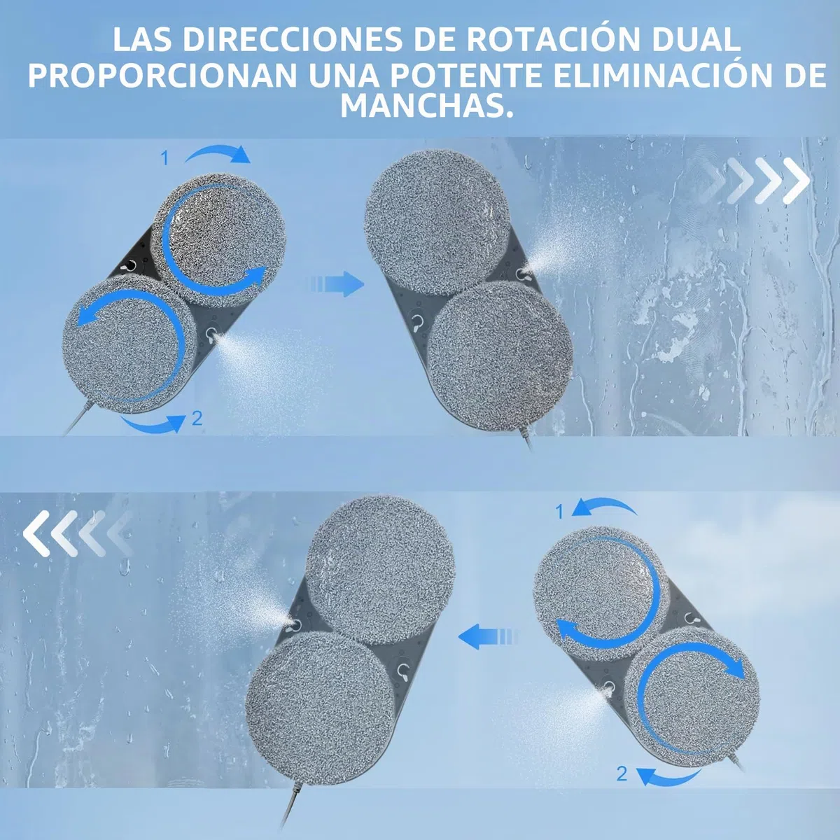 Tosima W5 6400 Pa Robot de Limpieza de Ventanas, pulverizador ultrasónico Doble, Limpiador de Cristales automático, Control Remoto, 20 paños de Microfibra
