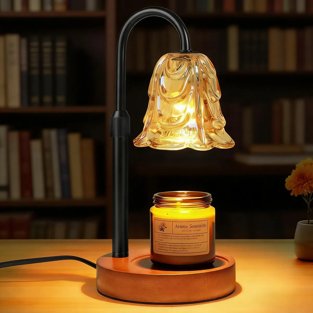 Lámpara Calentadora de Velas con Temporizador y Atenuador, Lámpara Calienta Velas Altura Ajustable, Candle Warmer Lamp Eléctrico con 2 Bombillas para Hogar Decoración (B)