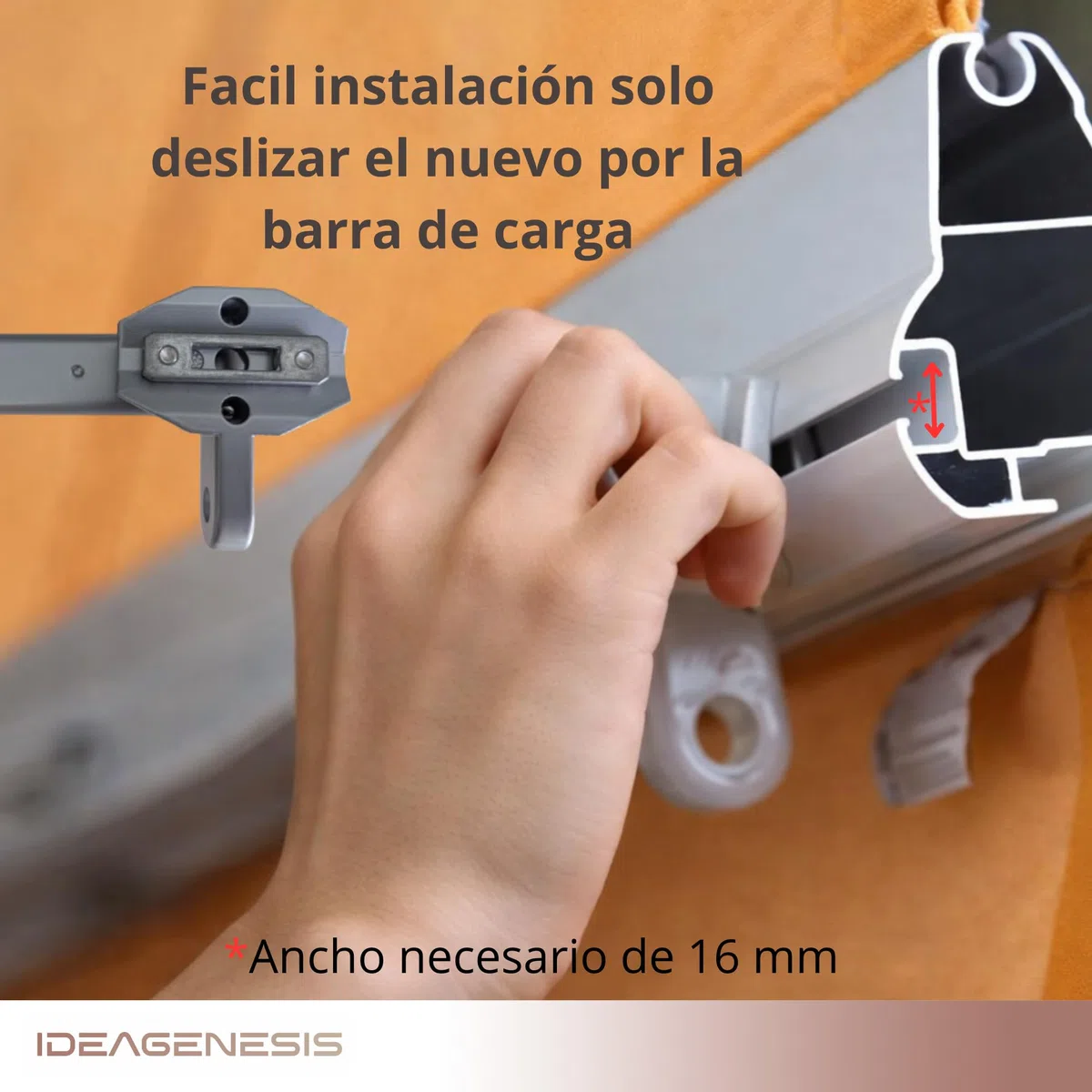 Kit de Brazos para Toldo de Balcón de 50 centimetros Blanco con Sujeción a Barandilla Muelle Retráctil Pletinas Tornillos Sistema Universal (Blanco, 50 cm)