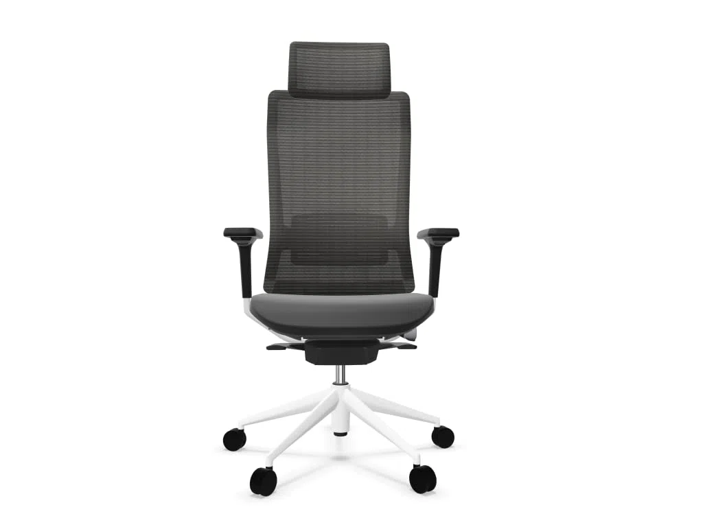 Silla de Oficina o Escritorio Profesional Top Actiu TNK Flex White and Black Respaldo Malla Ergonómica, Brazos Regulables 3D con certificación 24h hasta 150kg