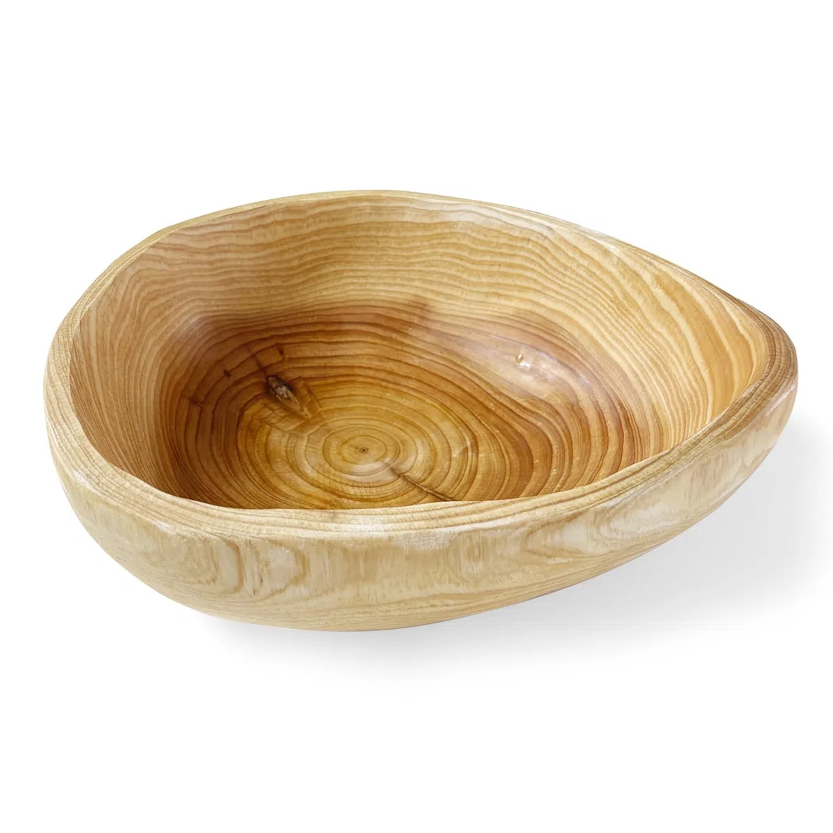 Frutero de madera hecho a mano – Cuenco de madera natural decorativo en forma irregular, ensaladera rústica de madera para frutas, aperitivos o decoración de mesa, ideal para cocina y salón (20-24 cm)