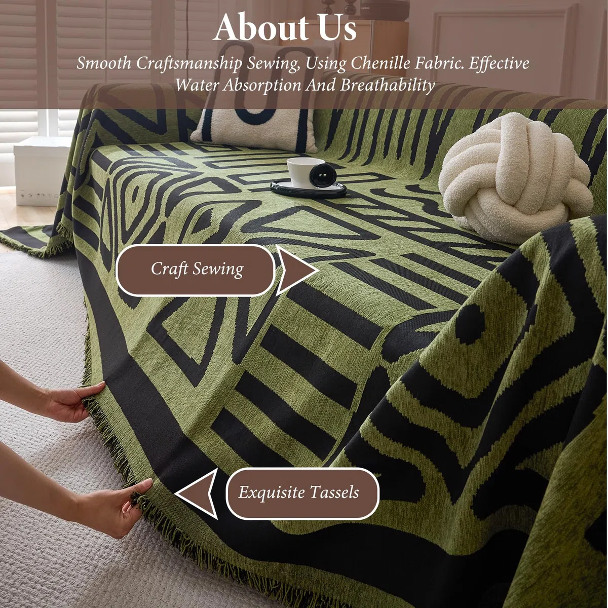 Bohemio Mantas para Sofa, Jarapas para Sofas, Funda de Sofá para Todas Las Estaciones, Colcha Multiusos para Sofas,Adecuada para Sofás, Camas, Viajes Al Aire Libre 180 * 260cm-Verde Oscuro