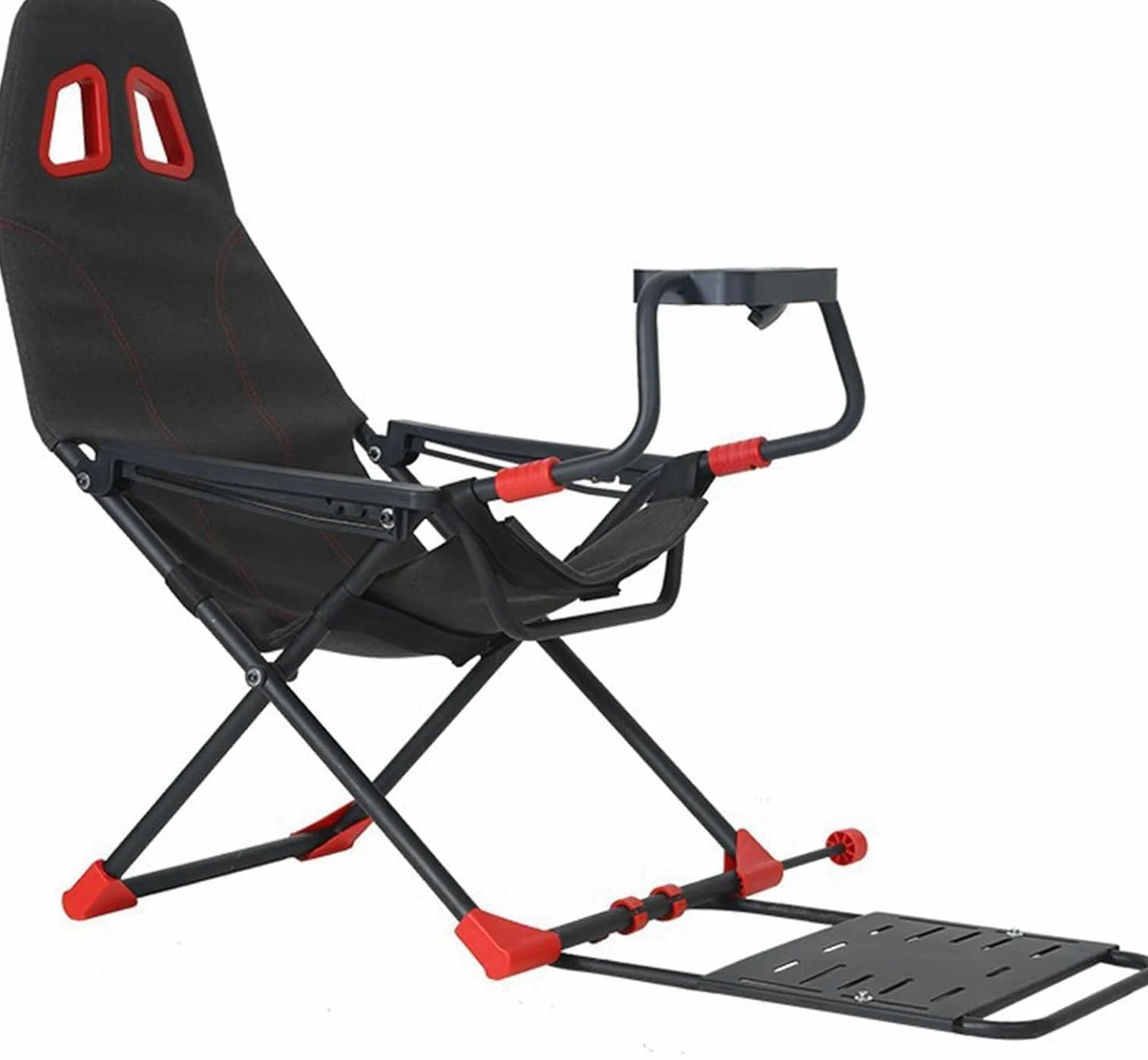 Cabina de simulador de carreras ajustable con asiento ergonómico, soporte de rueda plegable para PC, PS4, PS5, Xbox Series X/S