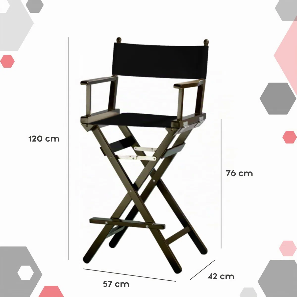 ZStyle Silla de director plegable ligera y portátil, para oficina, hotel, restaurante, casa, porche, bar, maquillaje, madera de haya, tela alta para maquillar (madera de nogal, tela cruda)