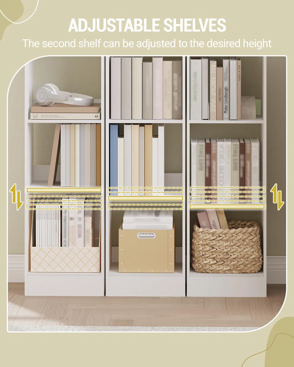 Hzuaneri Librería de 7 Niveles, Estantería Libros, para Salón, Estudio, Oficin, Dormitorio, Estilo Escandinavo, 24 x 30 x 214 cm, Blanco BC79703X