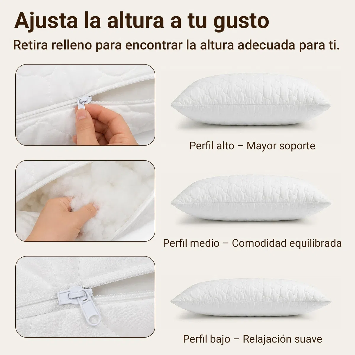 COSYLAND Almohadas 50 x 70 cm Pack de 2 para Cama - Estilo Hotel de Lujo, Diseño Acolchado, Blandas, Suaves, Cómodas y Transpirables para Dormir