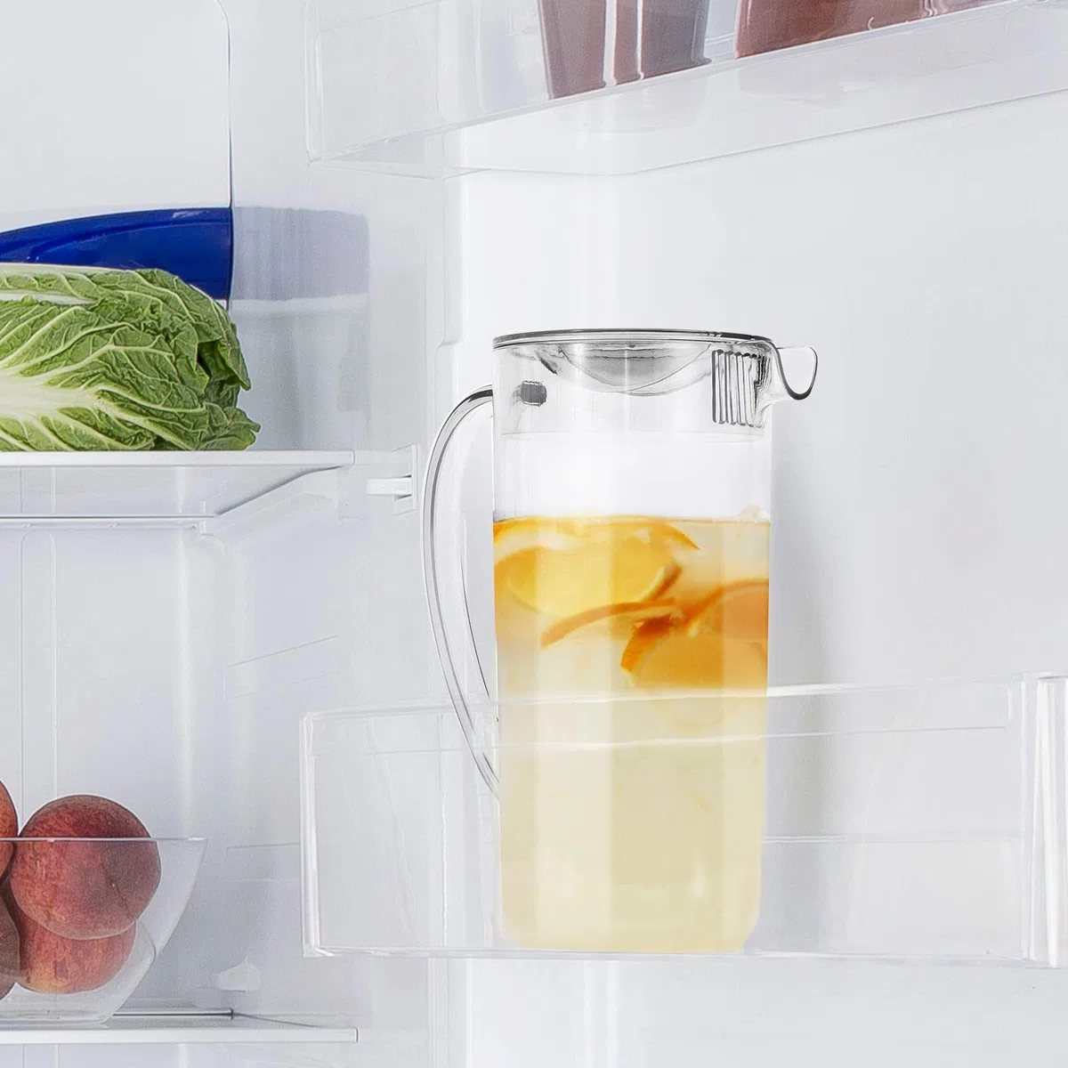Youngever Jarra de Agua de Plástico 2L Con Tapa, Jarra Agua Cristal con Tapa, Jarra Grande de Plástico Transparente para Té Helado, Sangría, Limonada y Más