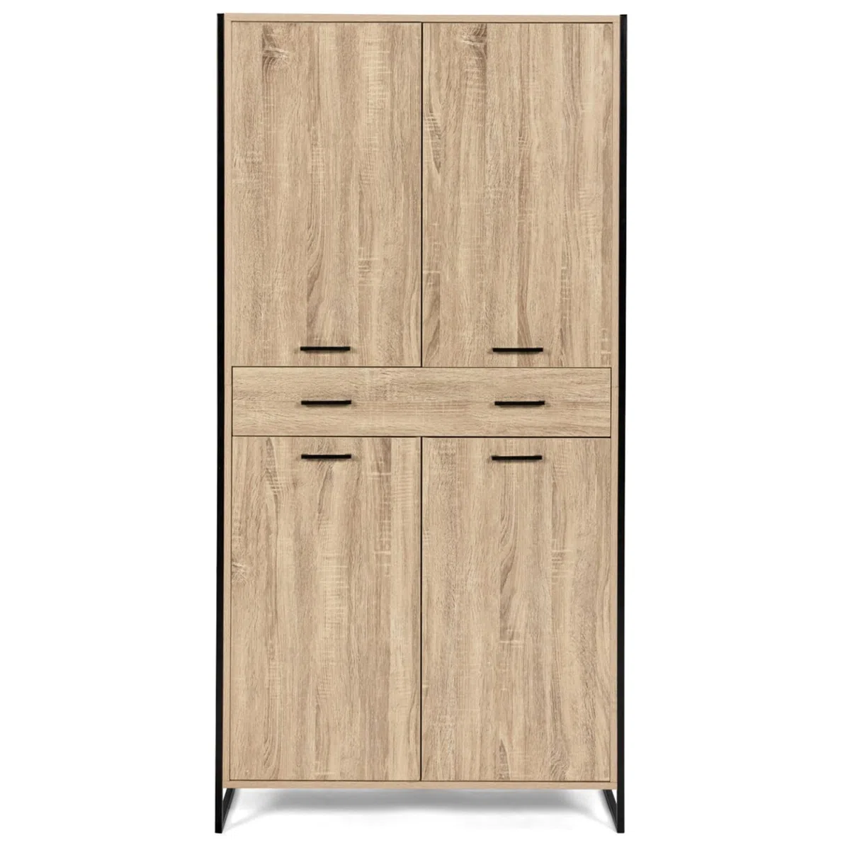 IDMarket - Zapatero 24 pares LUIS 4 puertas 1 cajón diseño industrial H. 180 cm
