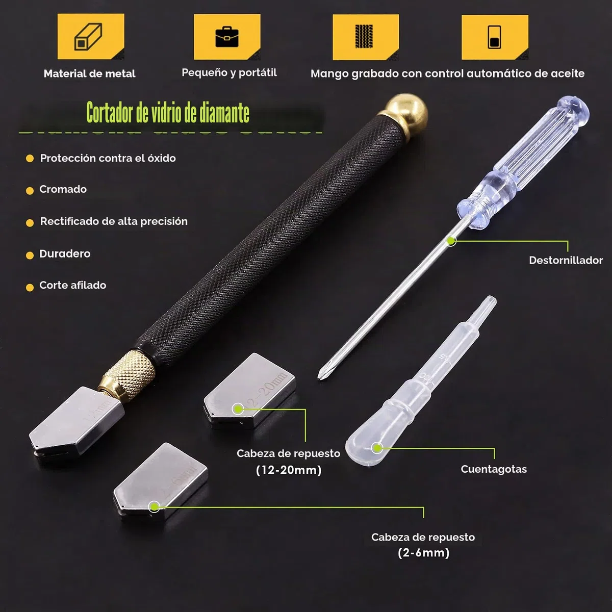 Keadic El juego de herramientas de corte de vidrio contiene alicates de vidrio, punta de carburo de alimentación de aceite de 2 mm a 20 mm con 3 cuchillas de bonificación, mosaico, vidrieras