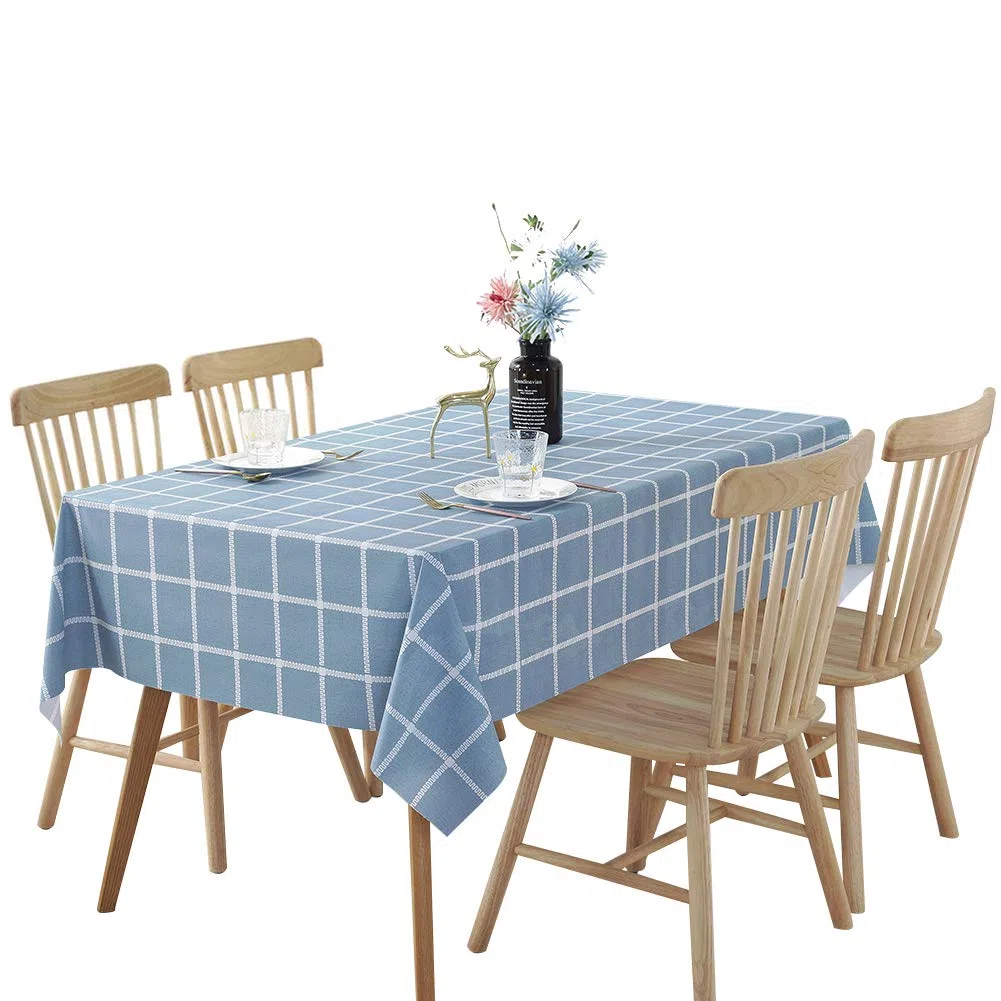 rismart Rústica Más Patrones Impermeable PVC Mantel de Hule Rectangular Prueba de Aceite Mesa Paño,Azul,120_x_160_cm