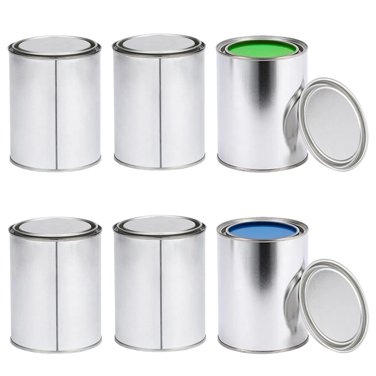 6 piezas Botes de metal vacíos con Tapa 1000 ml Botes de pintura de tinta Cubos de pintura multiusos para proyectos de manualidades
