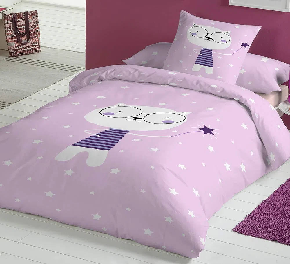 COTTON ARTean Funda Nórdica Infantil Cama 90 Algodón Clara Rosa | Incluye 2 piezas: F. Edredón 150x220 +1 F.de Almohada Cierre Botones.Certificado OEKO-TEX