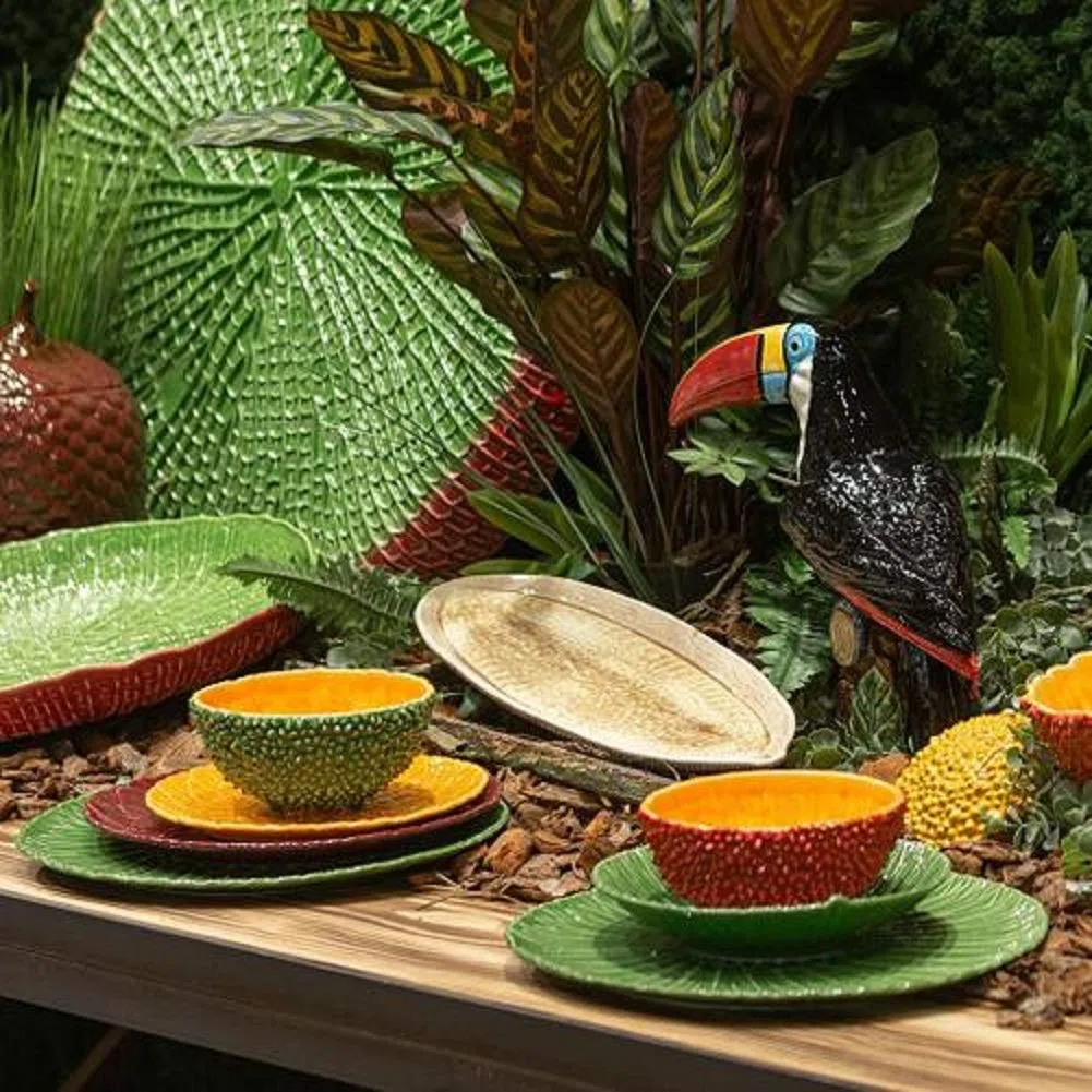 Bordallo Pinheiro Amazonia - Placa cargadora, 33 cm, juego de 2