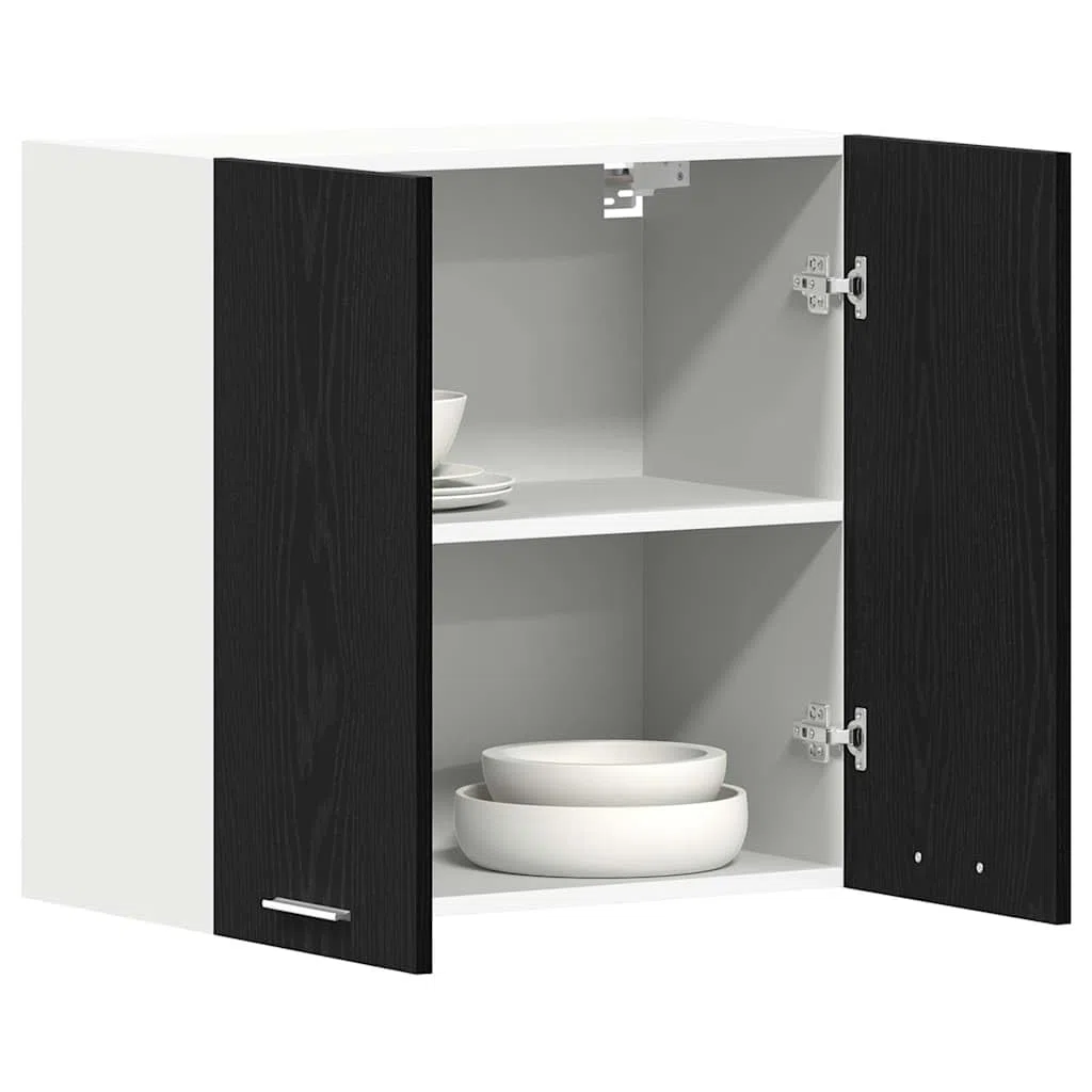 vidaXL Mueble Colgante con Estante Lyon Roble Negro 60 x 31 x 60 cm, Amplio Espacio, Muebles de Cocina Modernos, Utilidad Duradera, diseño Rectangular, soluciones Inteligentes para organización