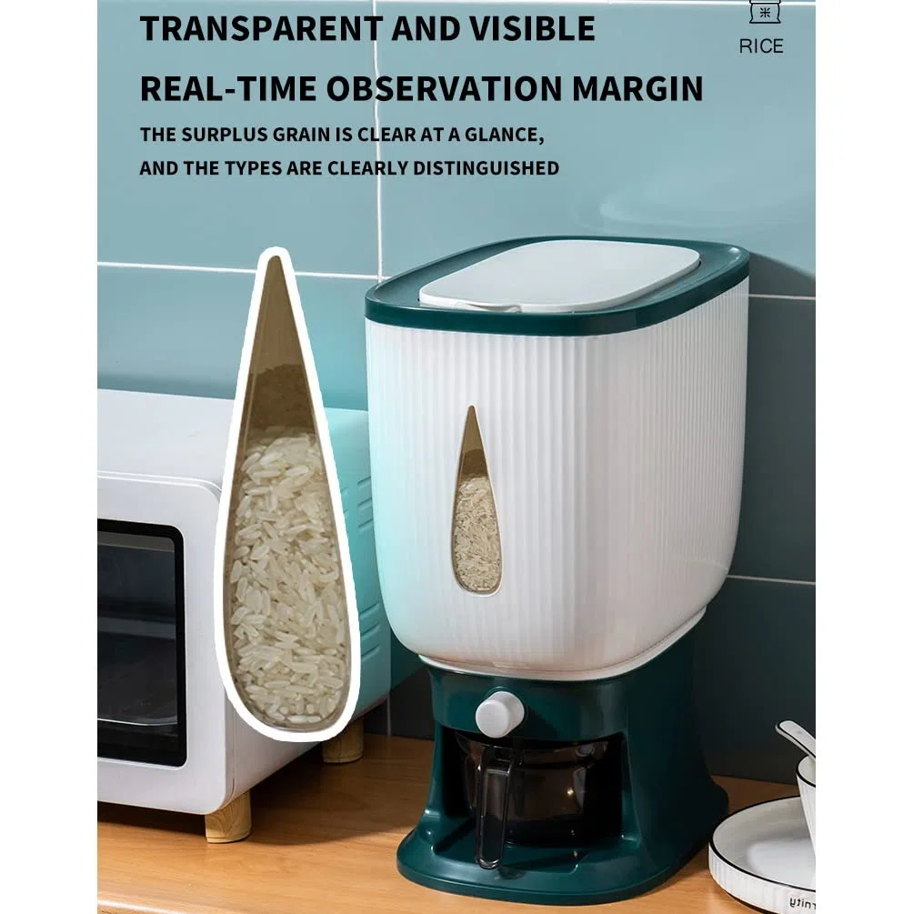 Dispensador de arroz automático de 10 kg con taza de enjuague, dispensador de arroz inteligente, almacenamiento de arroz, cubo de arroz doméstico, caja de arroz B