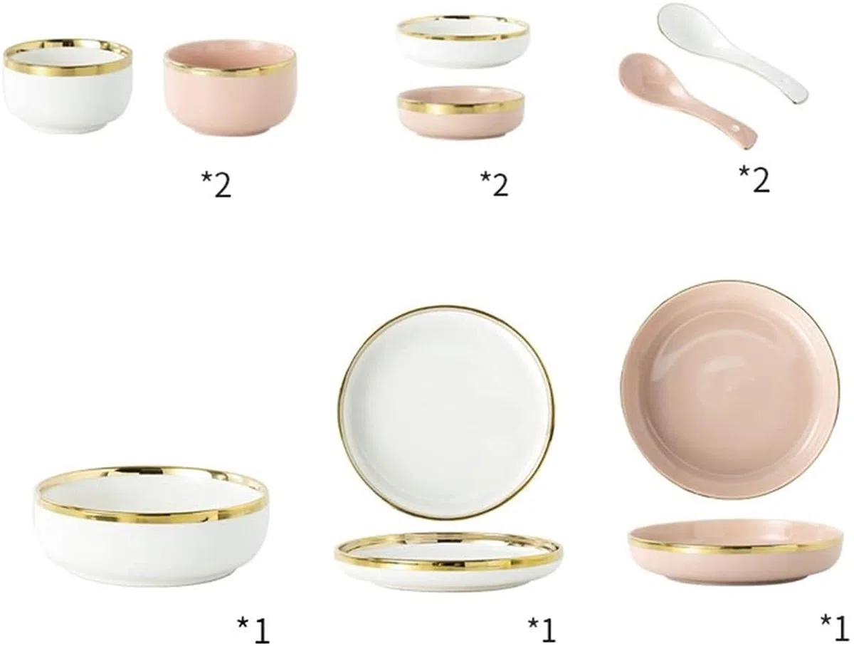 Plato de Cena Juego de Cena de Lujo para Fiestas o Regalos, Juego de vajilla de Porcelana Juego de Platos y Cuencos para restaurantes y Regalos/Morado/8 Personas (Morado 4 Personas