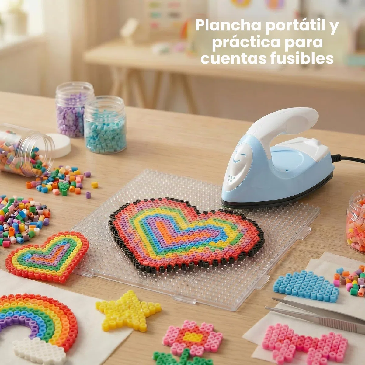 Honoson Mini plancha para manualidades, mini prensa de calor, plancha pequeña de 3.94 x 2.36 x 2.75 pulgadas, portátil, práctica y pequeña, con accesorio de base de carga, para parches de cuentas de