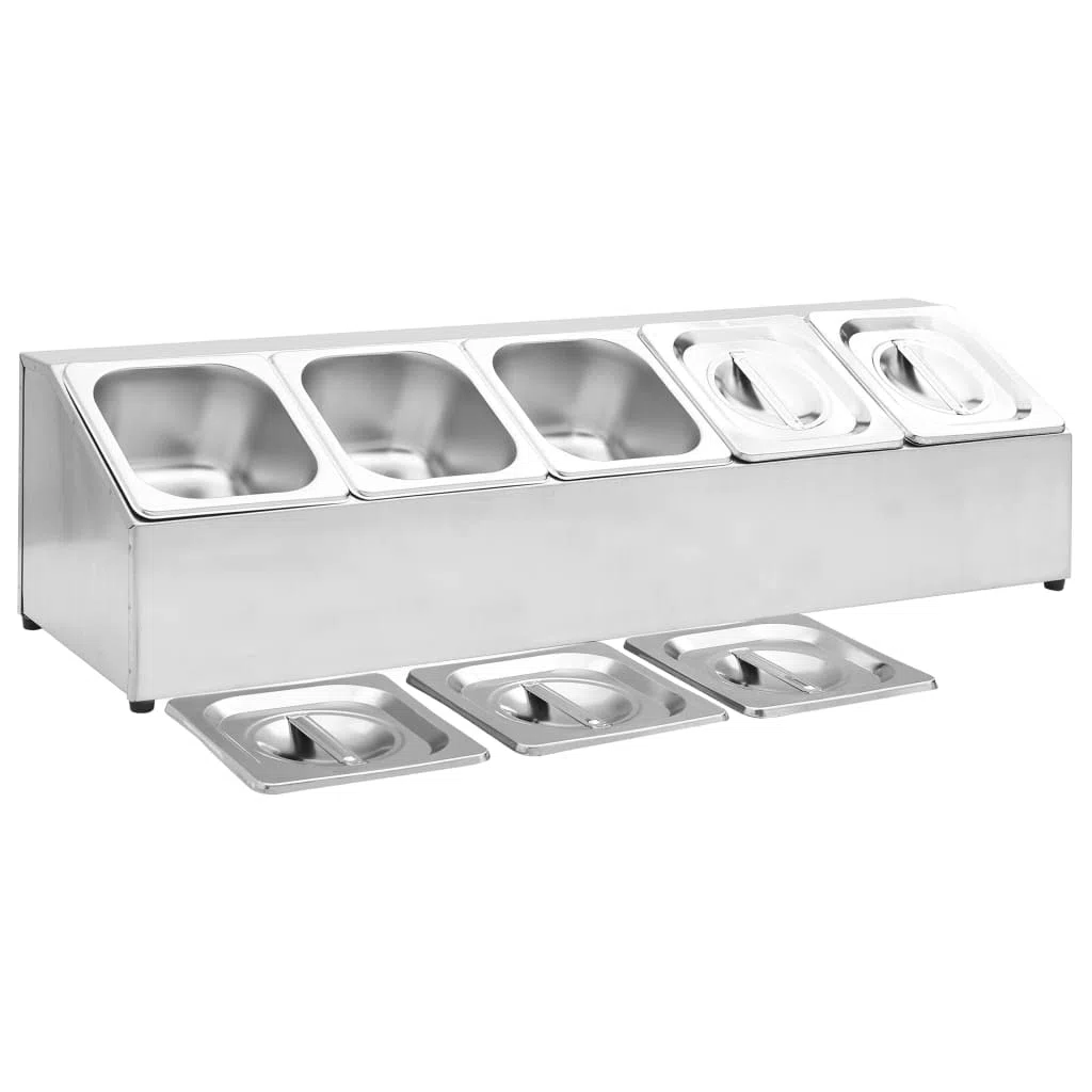 Furniture Select-Gastronorm - Contenedor con 5 bandejas GN 1/6 de acero inoxidable