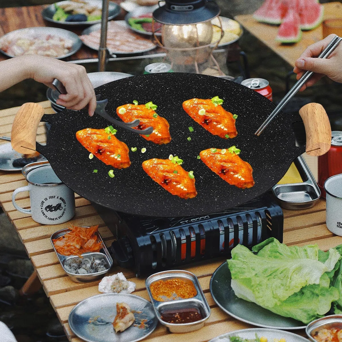 Teppanyakipan,Placa de inducción de barbacoa antiadherente para encimera - Placa de barbacoa compatible para inducción, cocina de gas, cocina eléctrica, parrilla interior o exterior