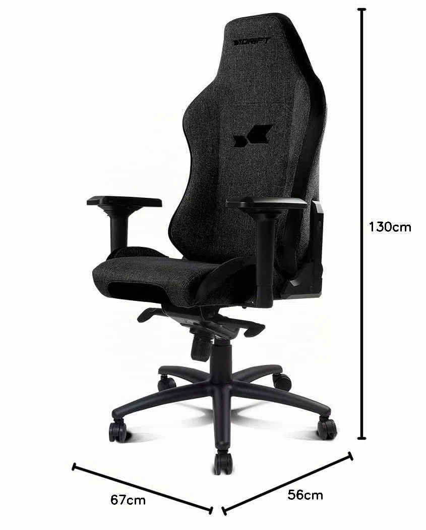 Drift Gaming DR275 - Silla Gaming Profesional, Material Tela con Acabado de Terciopelo, reposabrazos Ajustables 4D, pistón Clase 4, giratoria, Mecanismo Frog, Color Negro