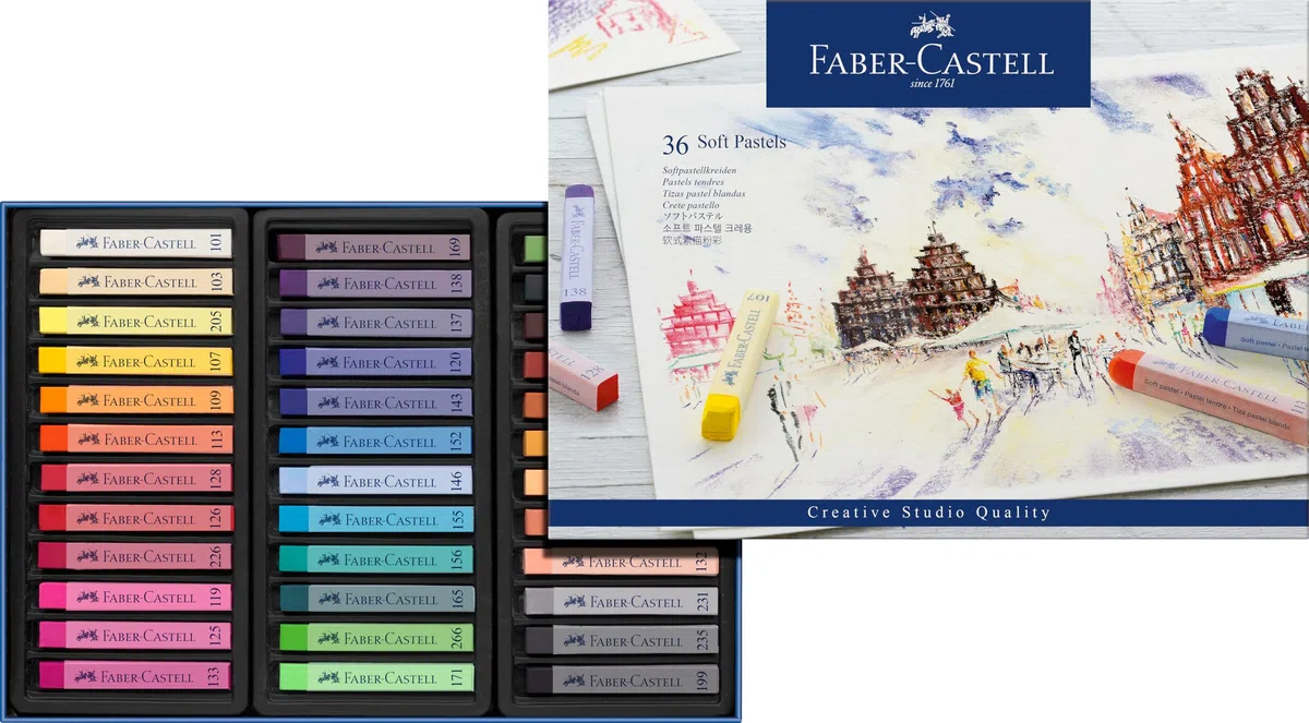 Faber-Castell 128336 - Estuche de Cartón con 36 Tizas Pastel - Multicolor