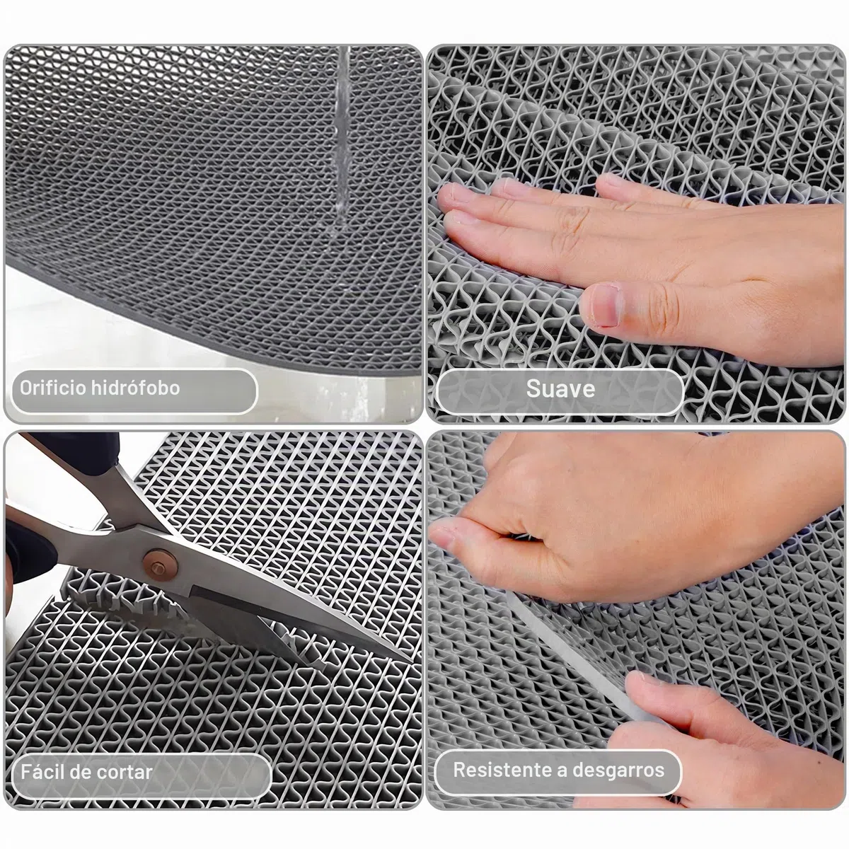 MYOYAY Alfombra de drenaje antideslizante por metro, 300x90 cm, antideslizante, PVC, hueca, alfombrilla de baño, alfombra de ducha, alfombra comercial para cocina, baño, balcón, pasillo, gris