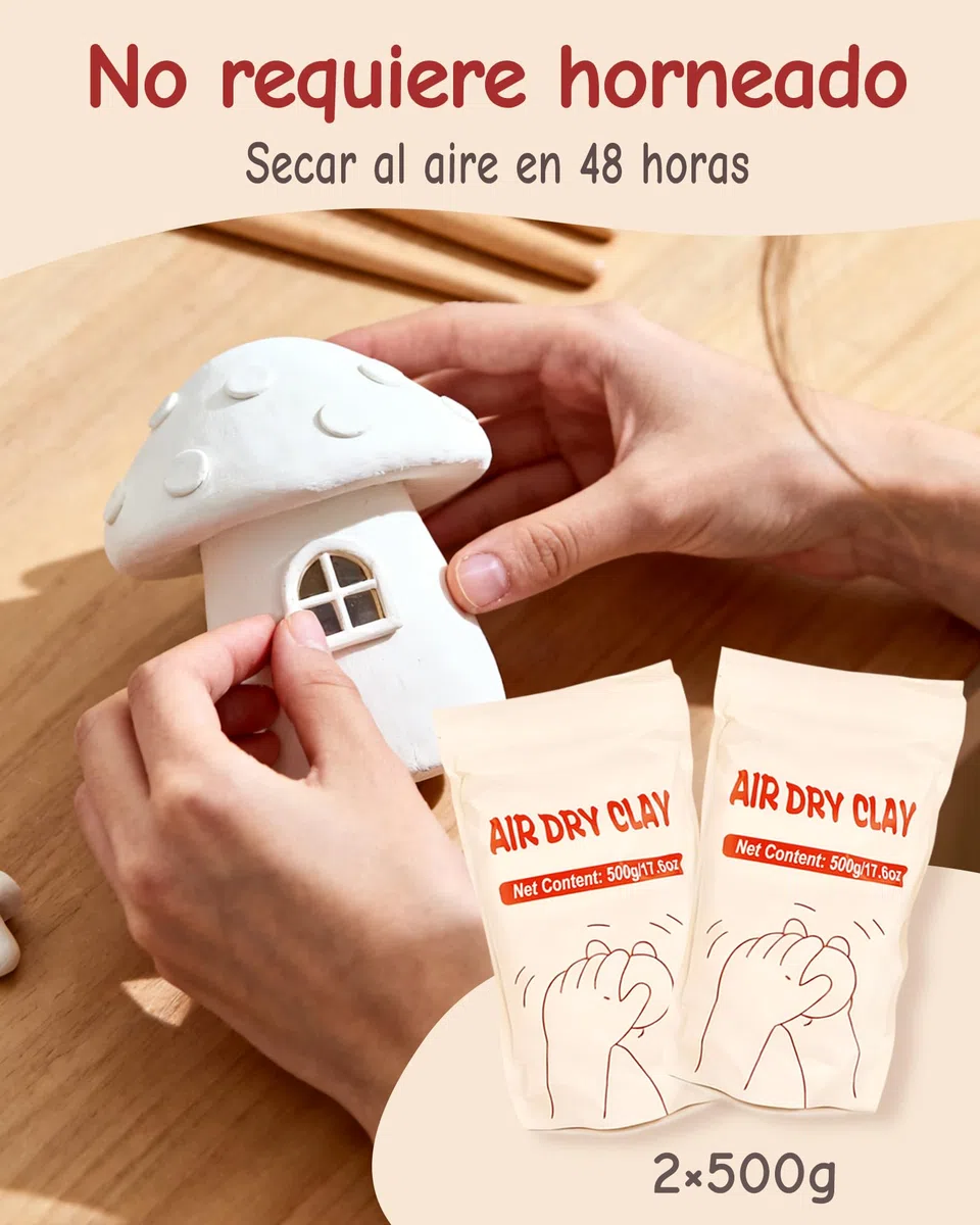 cycletour Kit Arcilla Secado al Aire, 1 kg de Arcilla Secado al Aire, Incluye 20 ML Barniz, 5 Herramientas Ceramica. Kit Ceramica en Casa es un Regalo Ideal para Principiantes y Adultos