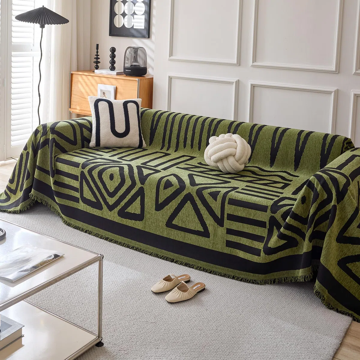 Bohemio Mantas para Sofa, Jarapas para Sofas, Funda de Sofá para Todas Las Estaciones, Colcha Multiusos para Sofas,Adecuada para Sofás, Camas, Viajes Al Aire Libre 180 * 260cm-Verde Oscuro