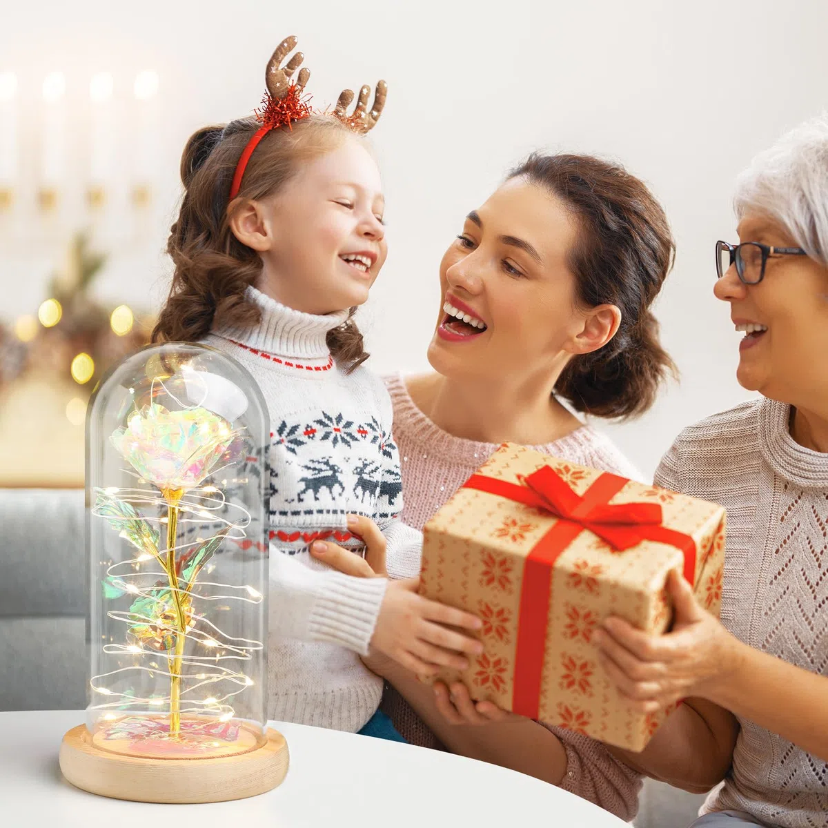 ADAZ Rosa Eterna,Regalos Originales para Mujer Rosa Bella y Bestia con LED Regalo para Mama Novia Esposa para Día de San Valentín Aniversario Día de la Madre Bodas Cumpleaños Navidad