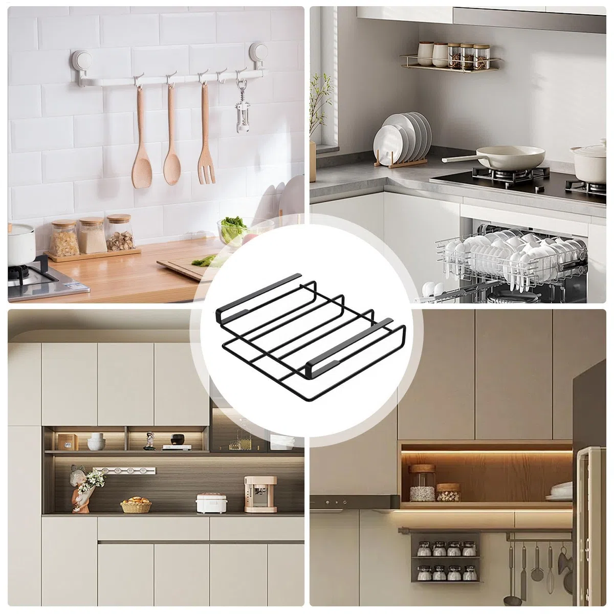 Organizador de tablas de cortar, soporte para tablas de cortar para debajo del armario, estante de almacenamiento para bandejas de horno, durabilidad y estabilidad bajo el estante para tablas de