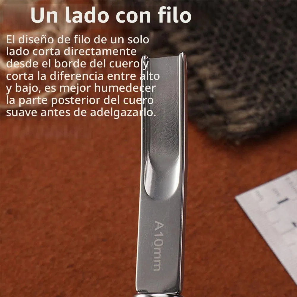 4 cuchillos de piel para paraer, herramienta de cuero con mango de madera, 4 mm, 6 mm, 8 mm, 10 mm, herramientas para reparar los bordes de la piel para trabajar el cuero para biselar cortar y marcar