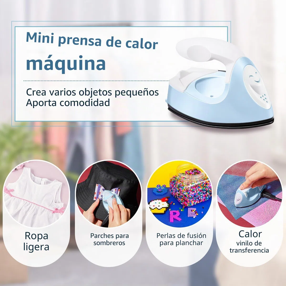 Honoson Mini plancha para manualidades, mini prensa de calor, plancha pequeña de 3.94 x 2.36 x 2.75 pulgadas, portátil, práctica y pequeña, con accesorio de base de carga, para parches de cuentas de