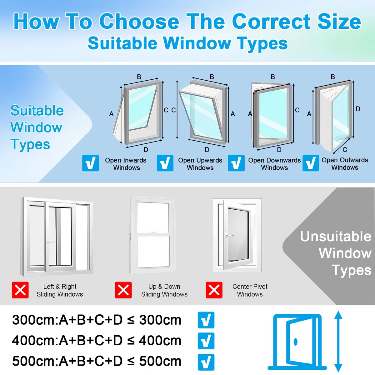 300 cm de aire acondicionado para ventanas de aire acondicionado móviles y secadores de aire – eficaz parada de calor y repelente al agua, impermeabilización adecuada para ventanas de techo, ventanas