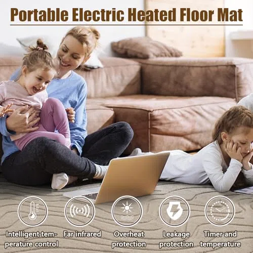 Alfombra grande de grafeno con calefacción eléctrica, control de temperatura, marroquí, para sala de estar, dormitorio, cocina, oficina, calor de bajo consumo