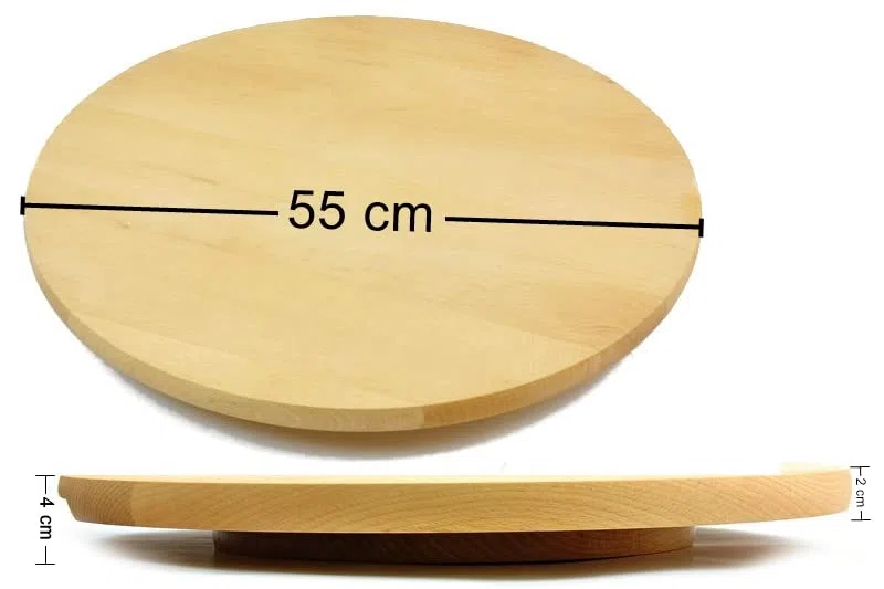 Tabla giratoria Lazy Susan redonda. Circular de madera giratoria. Para servir pizza de 55 cm.