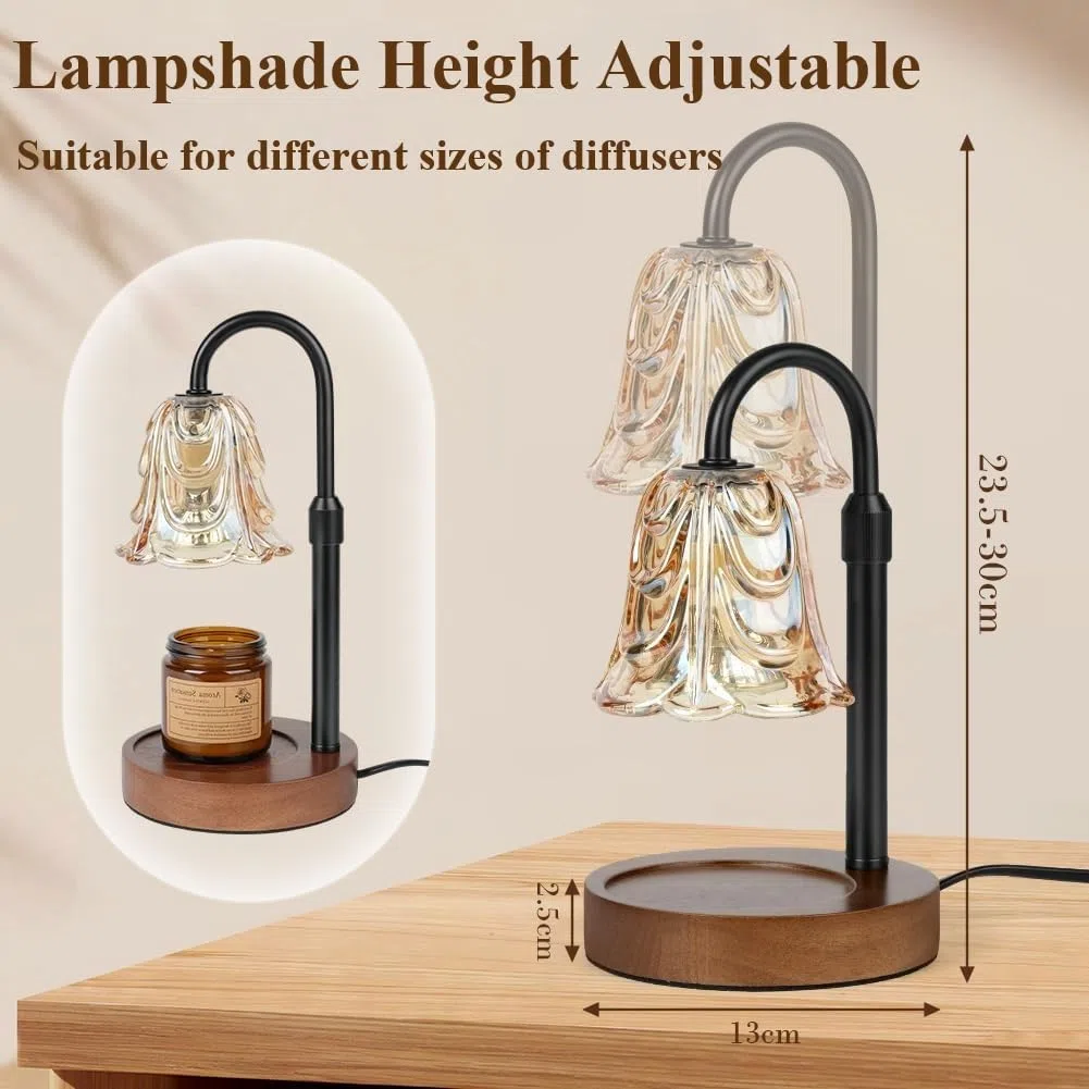 Lámpara Calentadora de Velas con Temporizador y Atenuador, Lámpara Calienta Velas Altura Ajustable, Candle Warmer Lamp Eléctrico con 2 Bombillas para Hogar Decoración (B)