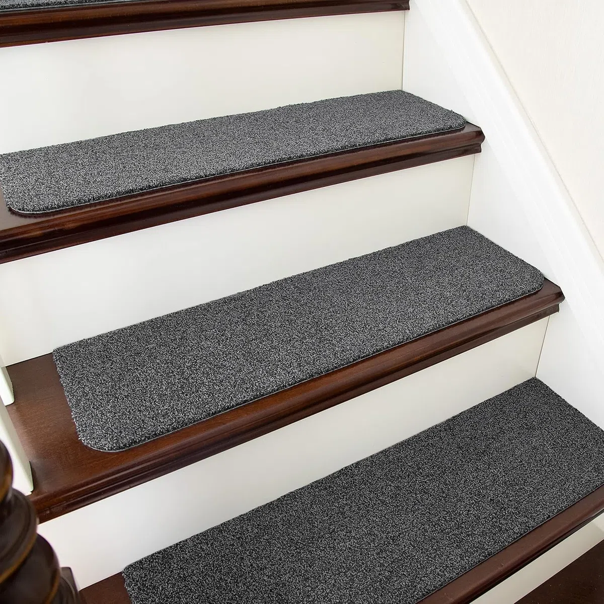 COSY HOMEER 4 alfombrillas autoadhesivas para escalones, 70 x 22 cm, se pueden cortar libremente, lavables a máquina, 100 % poliéster, respaldo TPE, seguridad para niños, personas mayores y mascotas