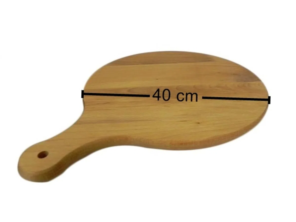 Tabla de pizza redonda. Tabla de madera. Tabla de cortar Pizza. Madera maciza - 40 cm