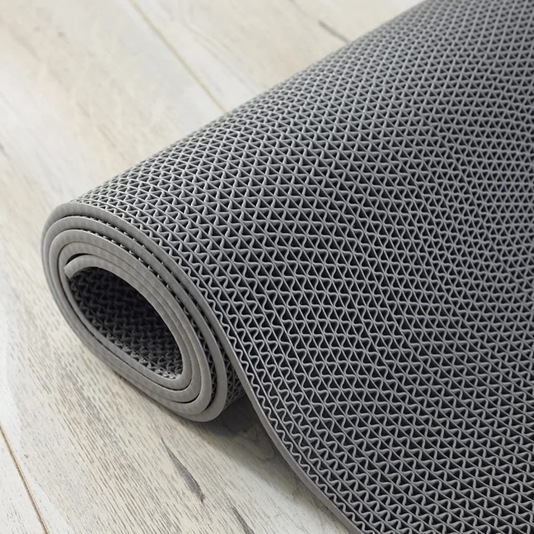 MYOYAY Alfombra de drenaje antideslizante por metro, 300x90 cm, antideslizante, PVC, hueca, alfombrilla de baño, alfombra de ducha, alfombra comercial para cocina, baño, balcón, pasillo, gris