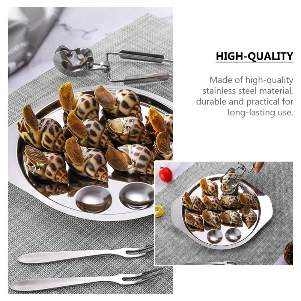 DOITOOL 2 platos de acero inoxidable con 12 orificios para hornear para caracol, barbacoa, champiñones, color plateado