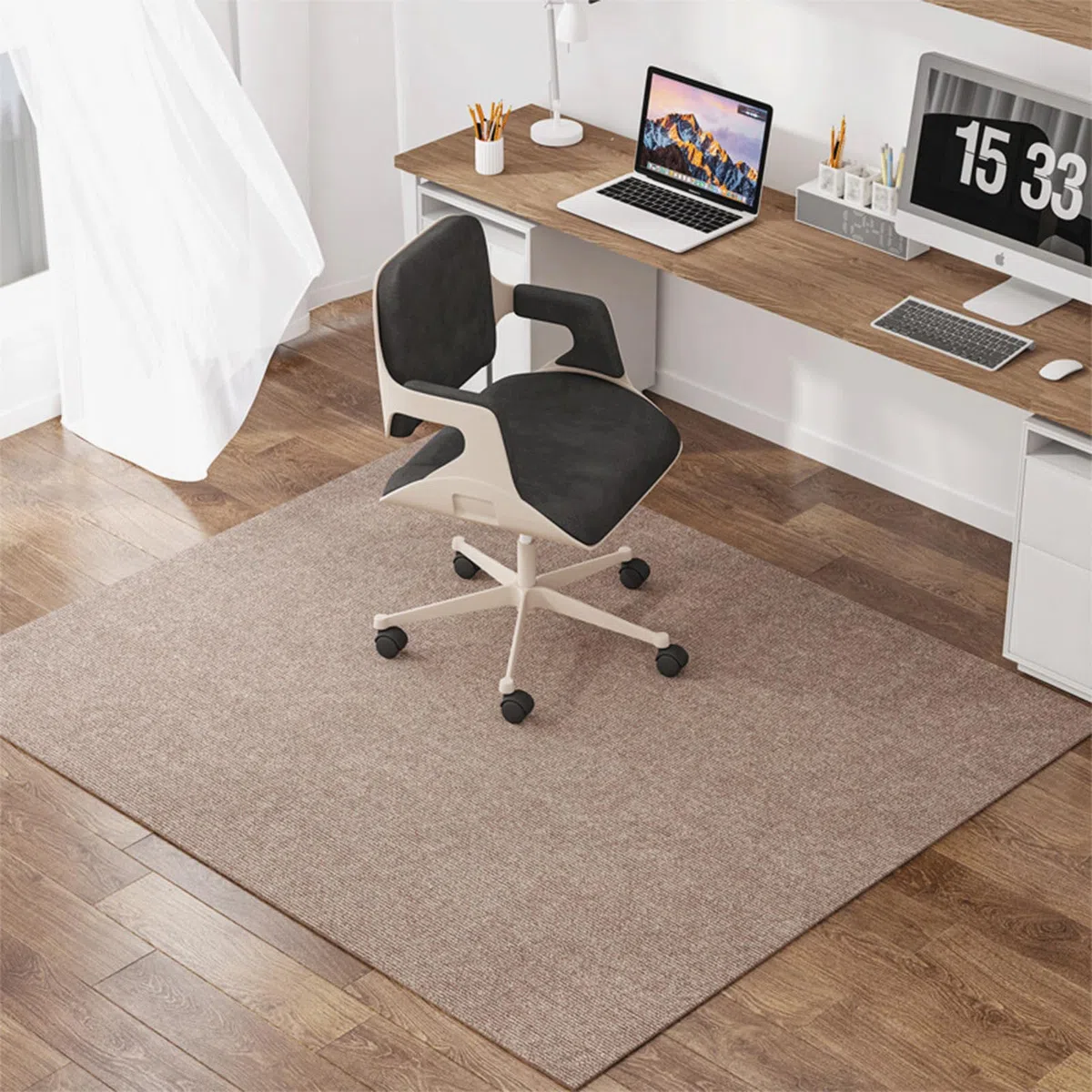 Alfombrilla antideslizante para silla de oficina para suelos duros, alfombra protectora para parquet y laminado, 90 x 120 cm, color marrón, para oficina y hogar